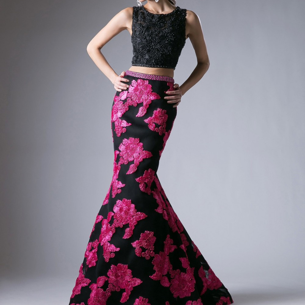 Two Piece Mermaid Shape Floral Skirt Dress CD8948
